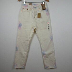 Levi's 501 Jeans Women's Size 27x30 White Tie Dye Denim Button Fly